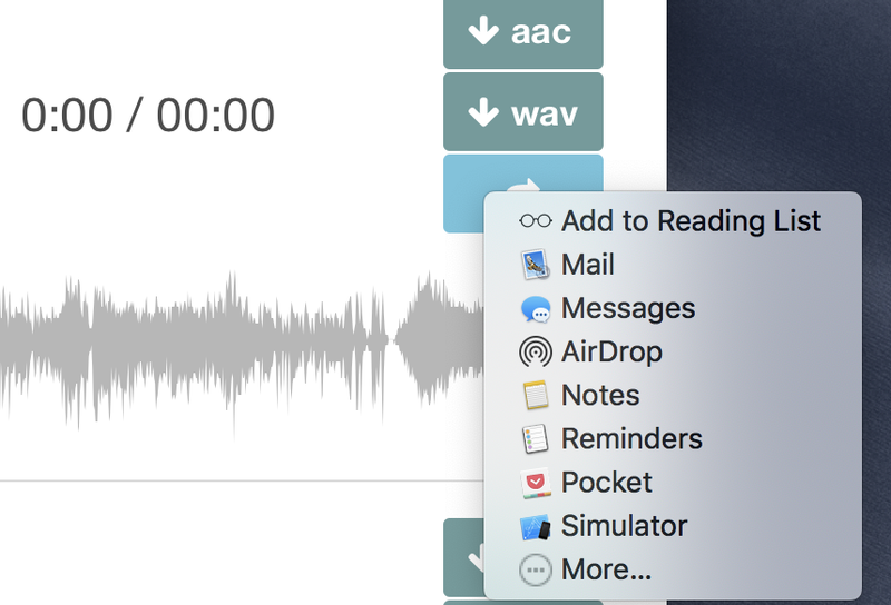 website, native browser sharing of audio files.